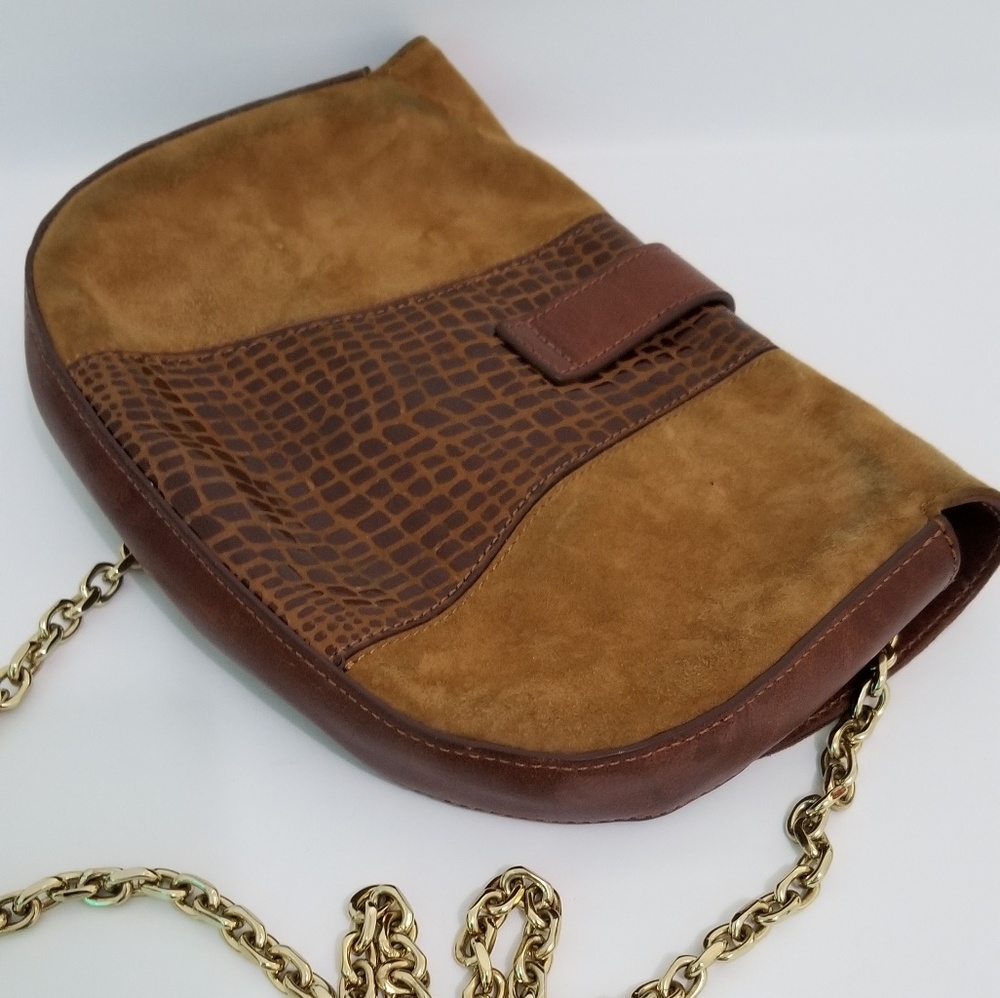 Henri Bendel Suede Brown Gold Chain Small Bag - Picture 8 of 8